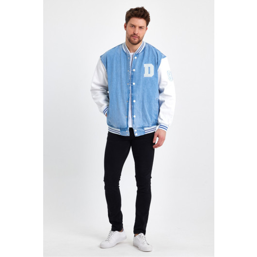 Mens Black And Blue Oversea Denim Jacket Two Pieces M