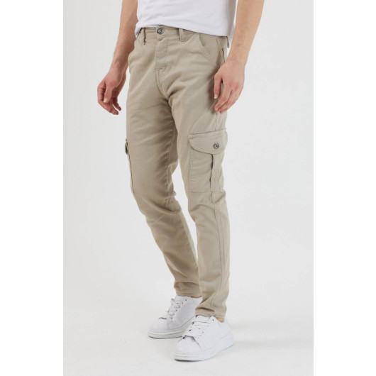 Mens Comfortable Two Piece Pants, Black And Light Beige, M