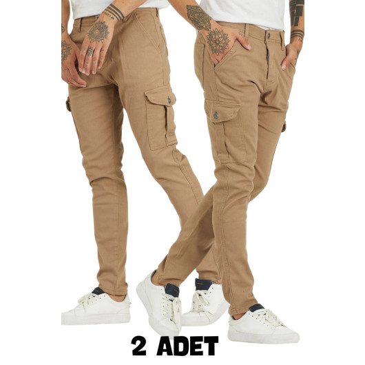 Mens Cargo Pants Comfortable Two Piece Camel S