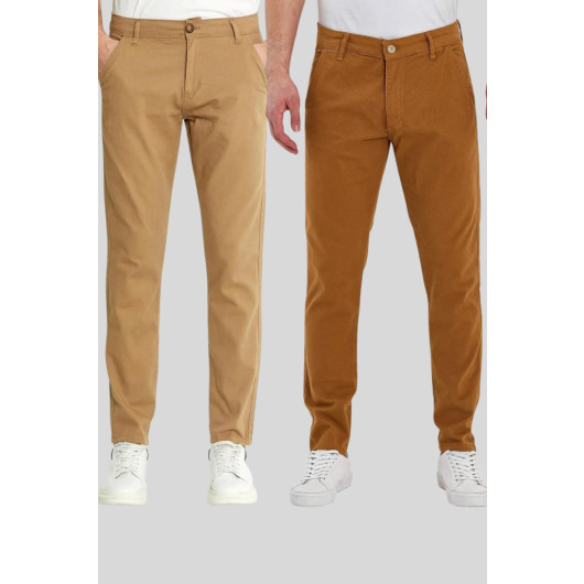 Mens Chino Pants, Earthy And Camel, Two Piece, Size 33