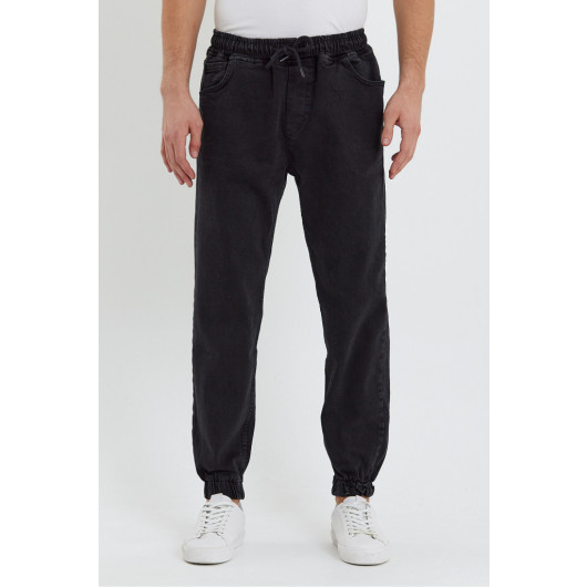 Mens Denim Casual Street Style Jean Jogger Pants Black Size 36