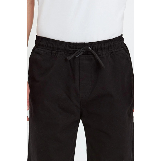 Mens Jogger Pants With Elasticated Legs, Black, Xl