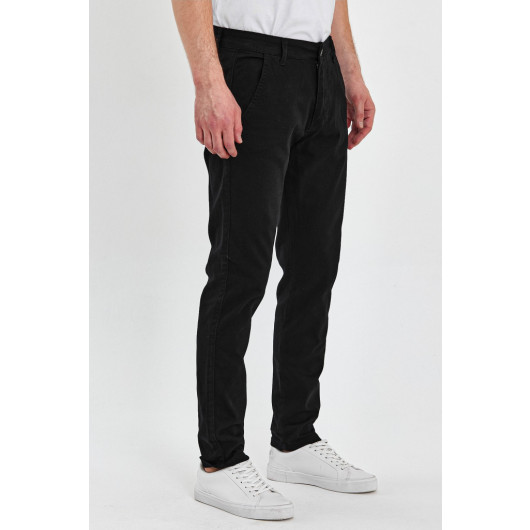 Mens Chino Pants Comfortable And Classic Black, Size 36