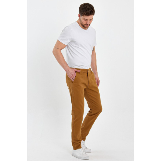 Mens Chino Pants Comfortable And Classic Tan, Size 33