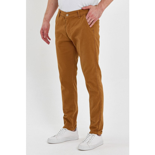 Mens Chino Pants Comfortable And Classic Tan, Size 33