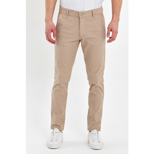 Mens Chino Pants Comfortable And Classic Beige, Size 33