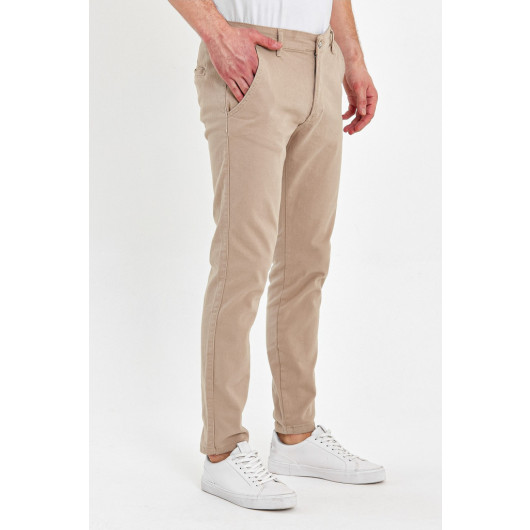 Mens Chino Pants Comfortable And Classic Beige, Size 36