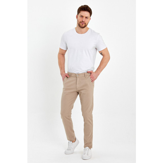Mens Chino Pants Comfortable And Classic Beige, Size 30