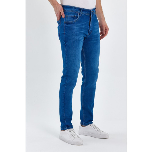 Mens Classic Blue Lycra Jeans, Size 34