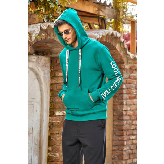 Hooded Sports Green Tracksuit Set