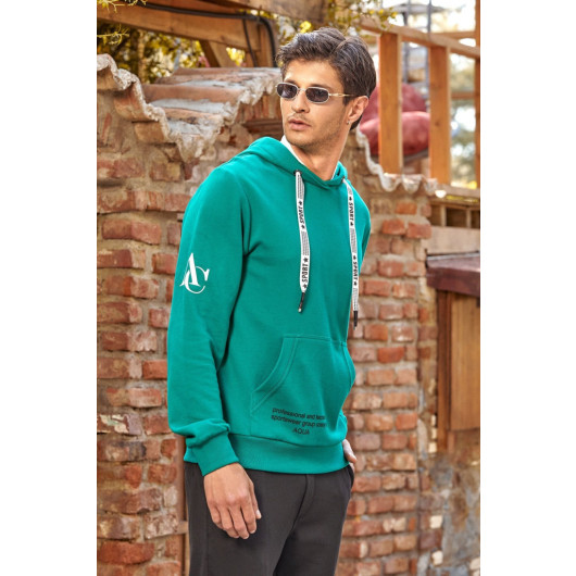 Hooded Sports Green Tracksuit Set