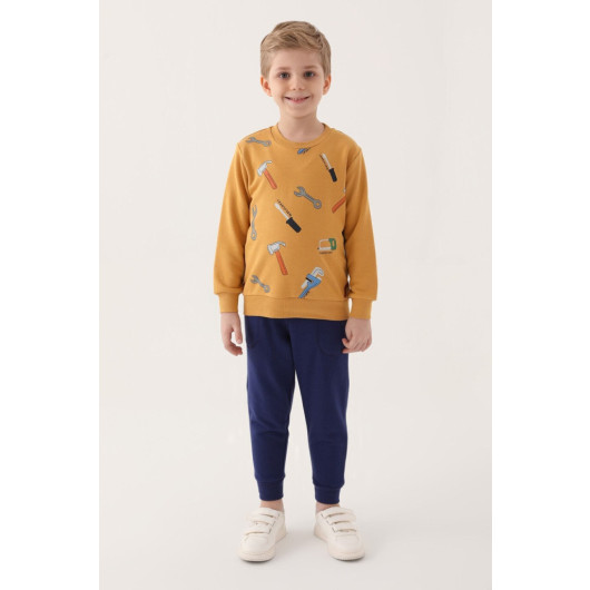 Light Brown Boy Tracksuit Set