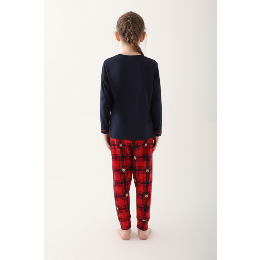 Deer Navy Blue Mother Daughter Long Sleeve Pajama Set