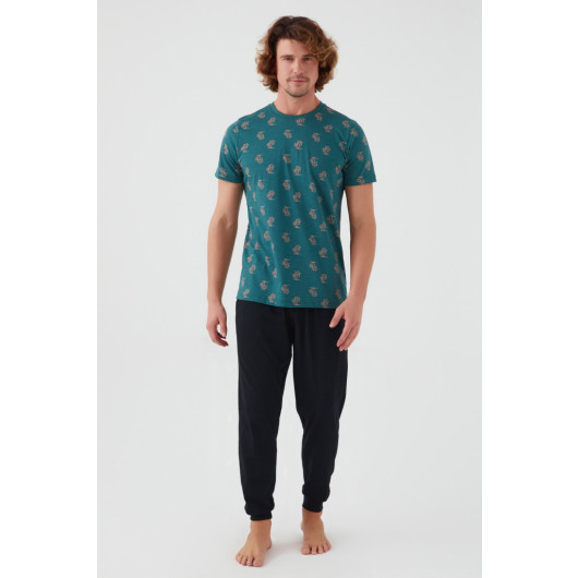 Palm Tree Father Son Short Sleeve Pajama Set