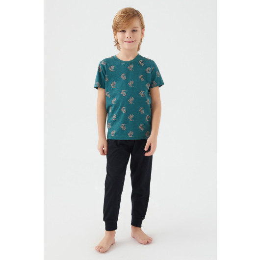 Palm Tree Father Son Short Sleeve Pajama Set