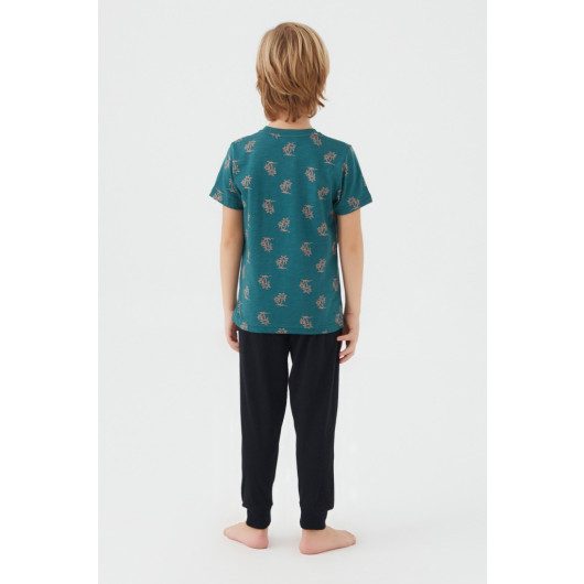 Palm Tree Father Son Short Sleeve Pajama Set