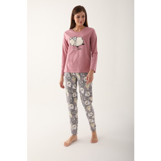 White Sheep Pink Long Sleeve Family Concept Pajama Set