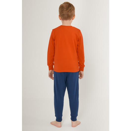 Little Builders Orange Boy Long Sleeve Pajama Set