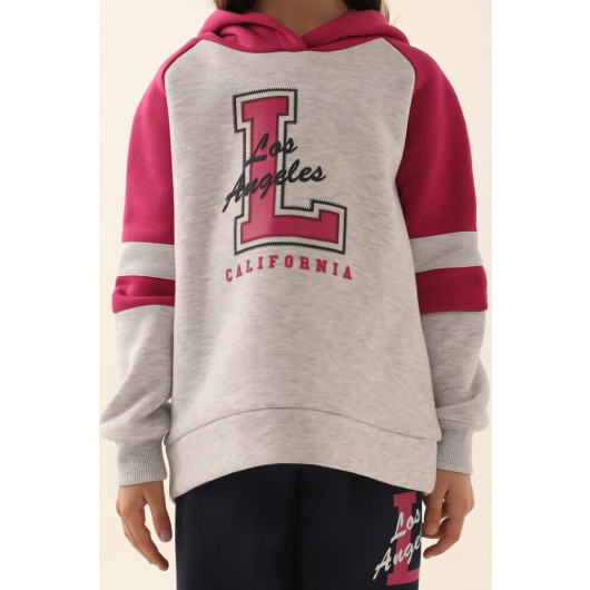 New York Gray Pink Girl Tracksuit Set