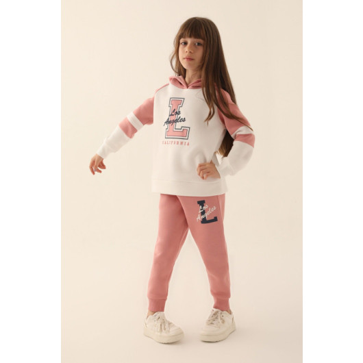 New York Gray Pink Girl Tracksuit Set