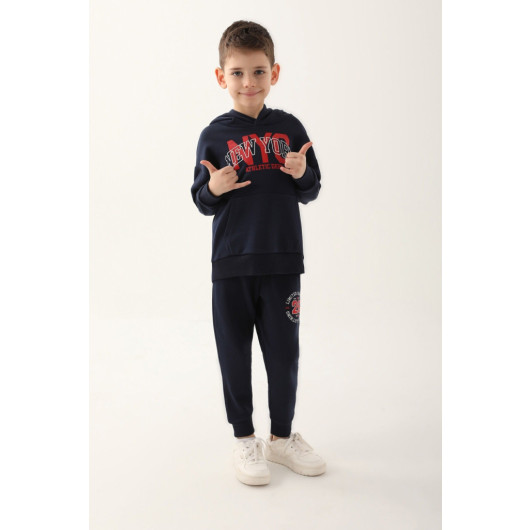 New York Navy Blue Boy Tracksuit Set