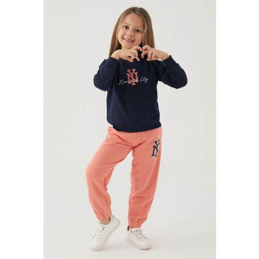 New York Navy Blue Girl Tracksuit Set