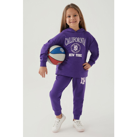 New York Purple Girl Tracksuit Set