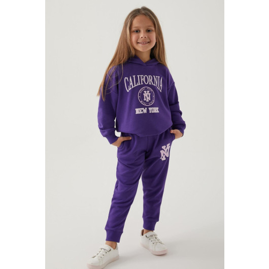 New York Purple Girl Tracksuit Set