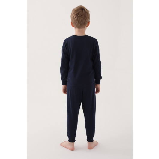 Planets Navy Blue Boy Long Sleeve Pajama Set