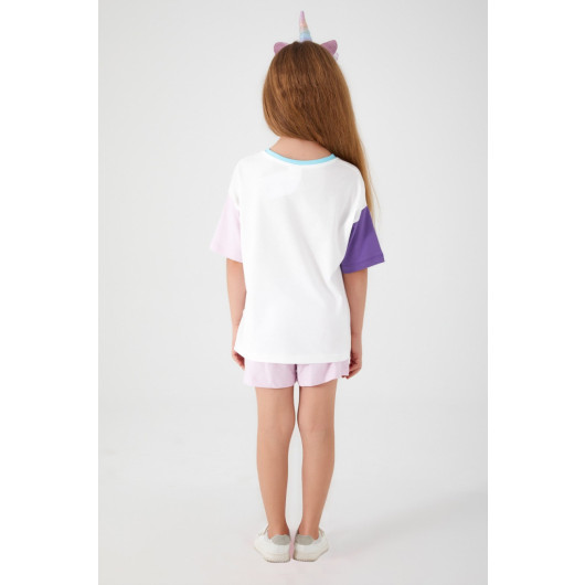 Rolypoly Magic Unicorn Girls Short Sleeve Shorts Set