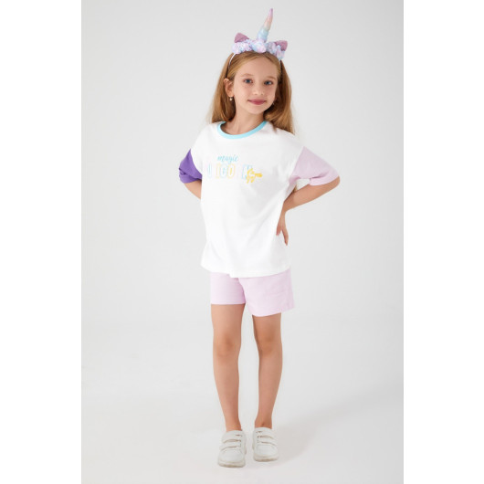 Rolypoly Magic Unicorn Girls Short Sleeve Shorts Set