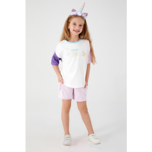 Rolypoly Magic Unicorn Girls Short Sleeve Shorts Set