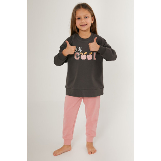 Stay Cool Dark Gray Girl Tracksuit Set