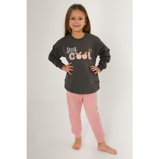 Stay Cool Dark Gray Girl Tracksuit Set