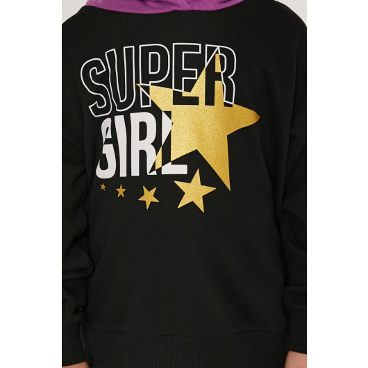 Super Girl Dark Pink Girl Tracksuit Set