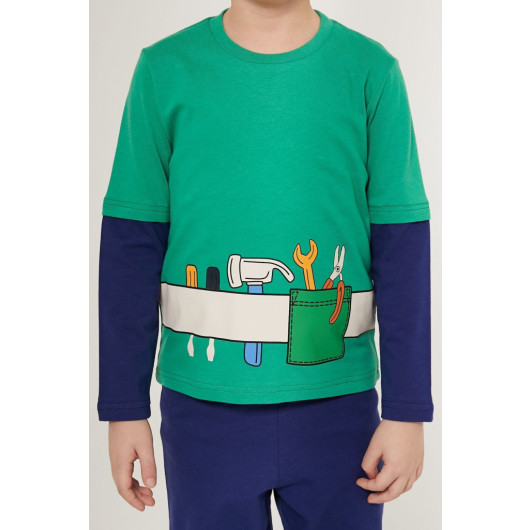 Green Boy Long Sleeve Pajama Set