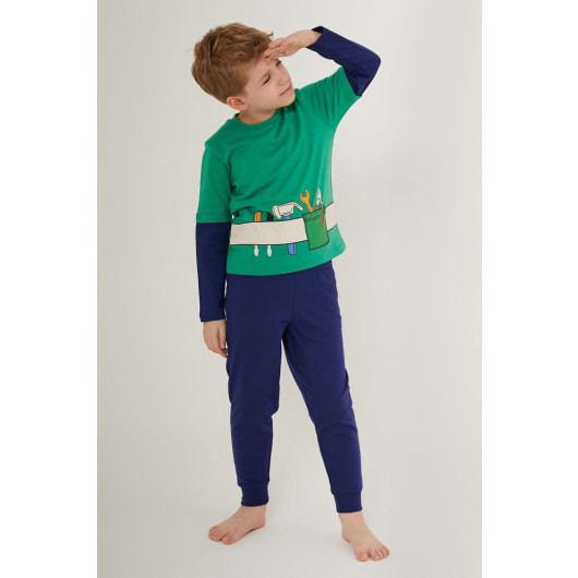 Green Boy Long Sleeve Pajama Set