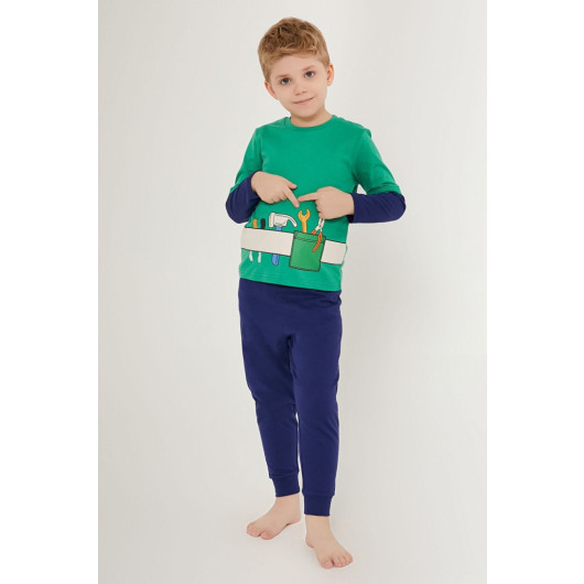 Green Boy Long Sleeve Pajama Set