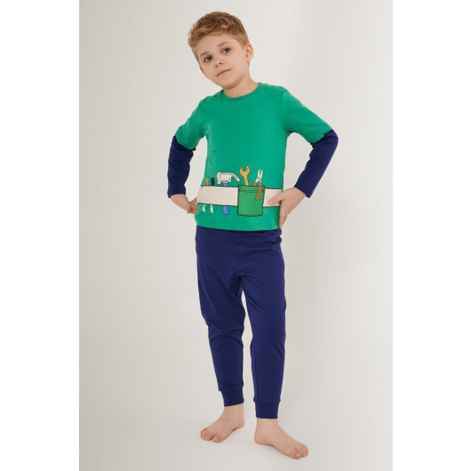 Green Boy Long Sleeve Pajama Set