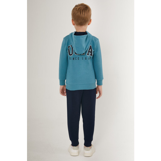 Boy Licensed Zippered Uspa Detailed Tracksuit Set