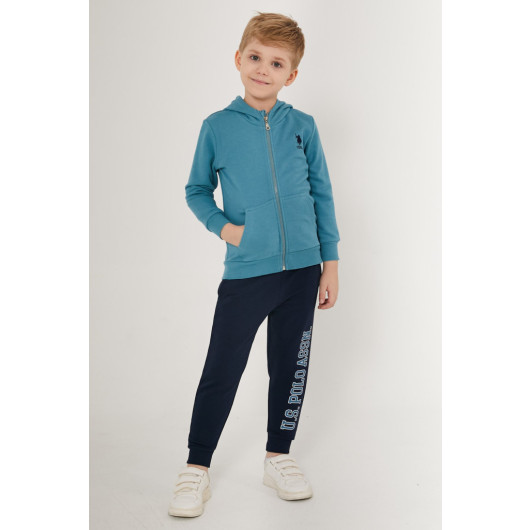 Boy Licensed Zippered Uspa Detailed Tracksuit Set