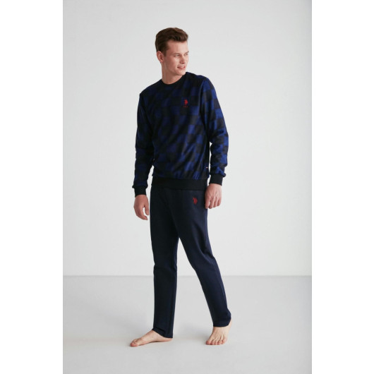 Men Round Collar Pajama Set
