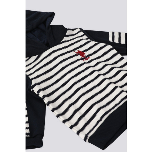 Hooded Stripe Detail Baby 2 Piece Set