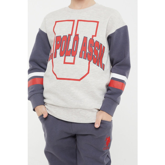 Knee Detailed Boy Tracksuit Set