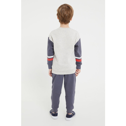 Knee Detailed Boy Tracksuit Set