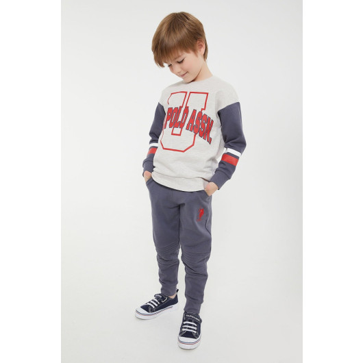 Knee Detailed Boy Tracksuit Set