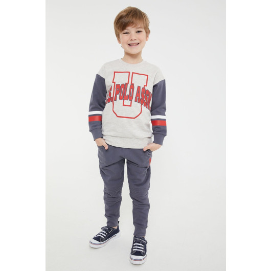 Knee Detailed Boy Tracksuit Set