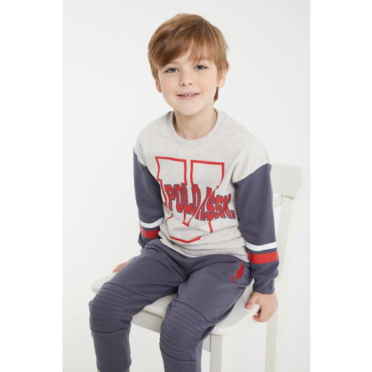 Knee Detailed Boy Tracksuit Set