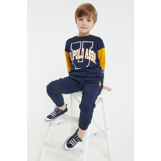 Knee Detailed Boy Tracksuit Set