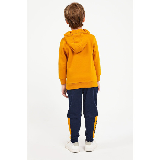 Boy Collar Zipper Tracksuit Set